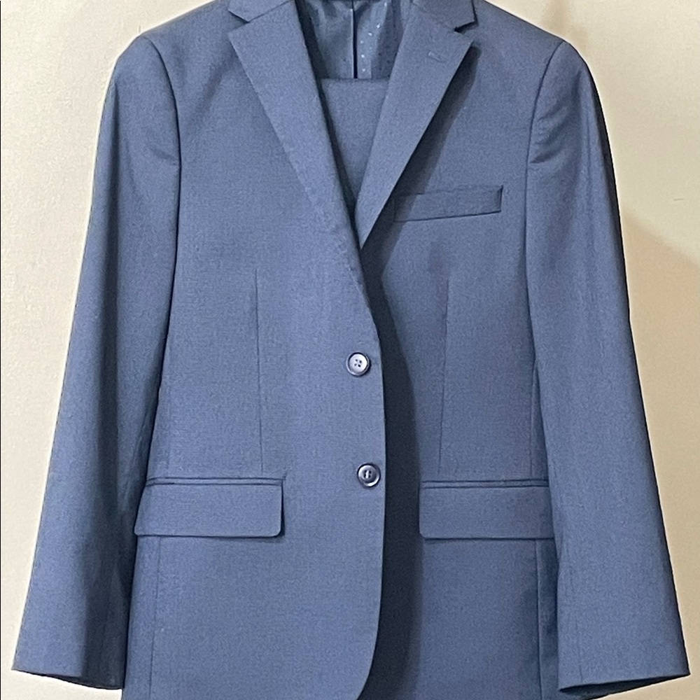 Boy’s Tailored Suit 2 Piece Formal Wear Pants and Jacket Sz 12 - Smoky Blue